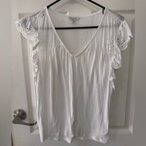 Lucky Brand White Ruffle Sleeve Blouse